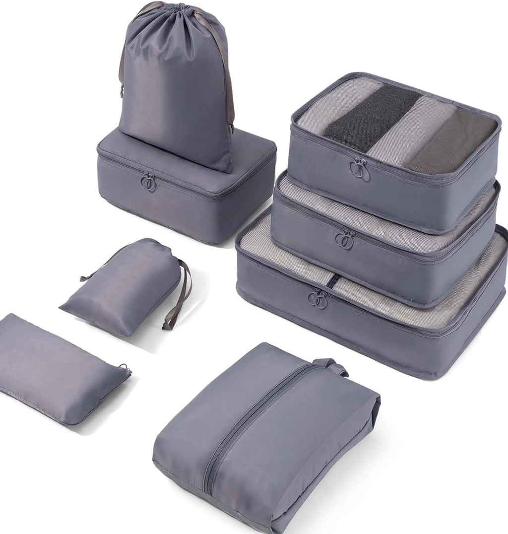 Koffer-organizer-pakzakken 7-delige set kledingzakken opbergkubussen bagage-opbergzakken 3 opbergkubussen + 3 koffer-organizers + 1 schoenenzak