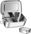 Rechthoekige broodtrommel, broodtrommel met scheidingswand, vershouddozen, lekvrij, roestvrij staal, lekvrij, lunchbox, broodtrommel van roestvrij staal