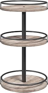 Kruidenrek, keukenrek, draaibare kruidenhouder met 3 niveaus, keukenorganizer, kruidenhouder, voor aanrecht, kaptafel, eettafel, rustiek grijs