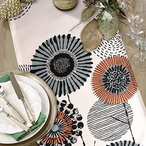 Bloemen-tafelloper, wasbare tafeldecoratie, 32 x 180 cm, lente- en zomer-tafelloper, moderne decoratieve tafeldecoratie voor eetkamer en keuken