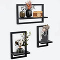 Set van 3 wandplanken, zwevende planken voor wanddecoratie, hangplanken voor opbergruimte aan de muur, vierkante boekenplank voor aan de muur, houten wandplank, hangplank