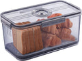 Broodtrommel Broodbak voor de keuken Luchtdicht, broodbak met deksel en tijdsaanduiding, broodbewaring voor zelfgebakken brood, toast, bagels, Dou