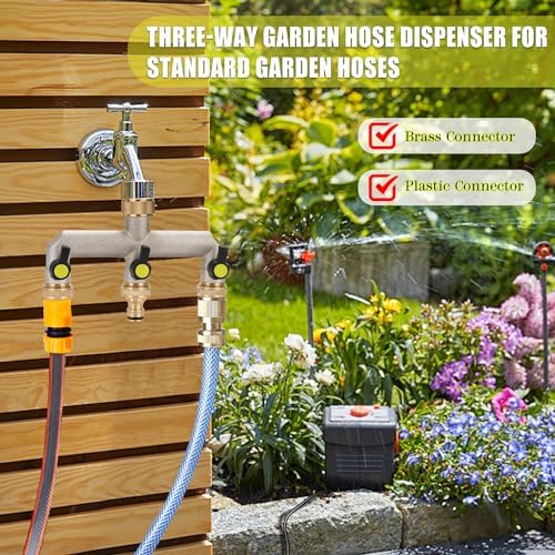 3/4-inch 3-weg-verdeler, wateradapter-slang, verdeler, met kogelkranen, verdeelstuk, kraanaansluiting, wateraansluiting, adapter voor huis en tuin,
