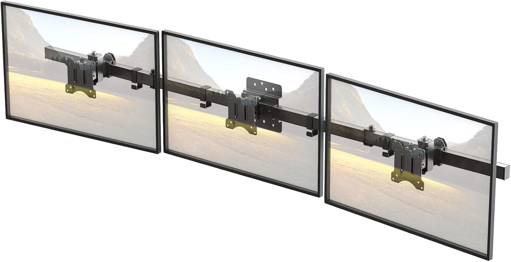Monitorwandbeugel voor 3 monitoren met 17–32 inch schermen, draaibaar en kantelbaar, VESA 75 x 75/100 x 100 mm, max. 7 kg per scherm, zwart