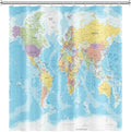 180 x 180 cm Wereldkaart douchegordijn Landen en steden Geografie leerzame douchegordijn voor kinderen Blauwe oceaan Continenten douchegordijn Stof W