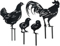 4 metalen kippen, tuindecoratie, haan-decoratie, tuinbordjes, kippendecoratie, handgemaakte tuinfiguren voor buiten, binnenplaats, schutting, tuin (zwart)