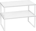 Kruidenrek, set van 2, keukenrek, keukenorganizer, keuken, kruidenhouder, uitbreidbaar, stapelbaar, klein rek, metaal, wit KCS401W01