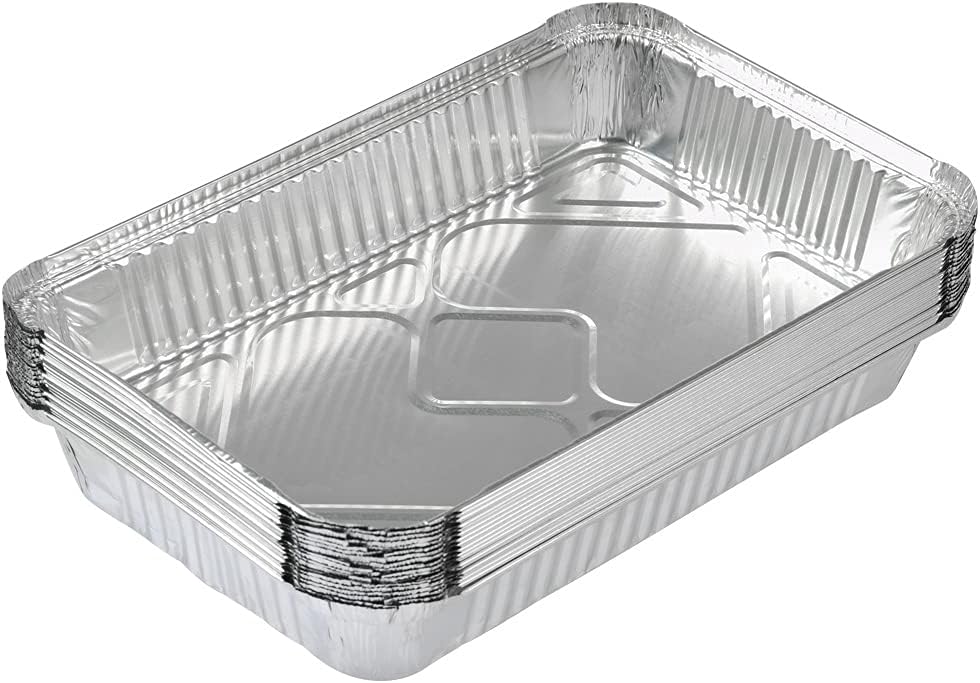 Set van 25 aluminium opvangbakjes – aluminium bakjes 32 x 21,5 cm, barbecuebakjes 2250 ml – rechthoekige voedselbakjes – hittebestendige opvangbakjes