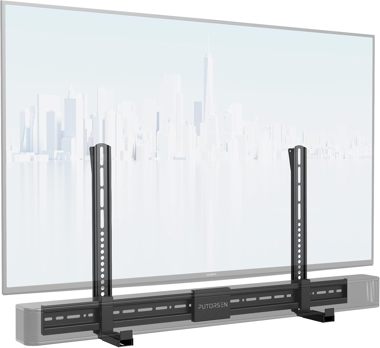 Universele soundbarbeugel voor soundbars met/zonder bevestigingsgaten tot 15 kg, verstelbare soundbarbeugel voor tv-wandbeugel met antislipvoet