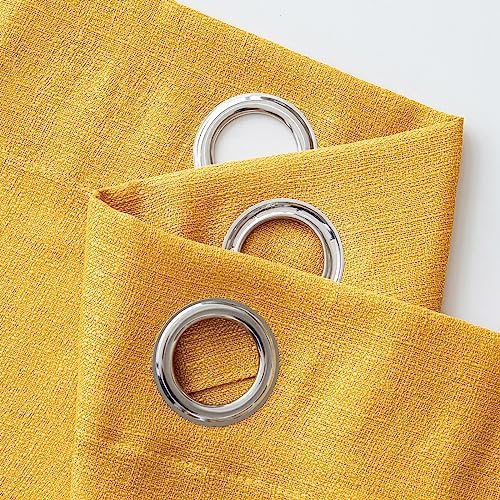 Set van 2 voile gordijnen, transparant linnen gordijn met oogjes, onregelmatige textuur, gordijn met oogjes, doorschijnend raamgordijn voor de slaapkamer