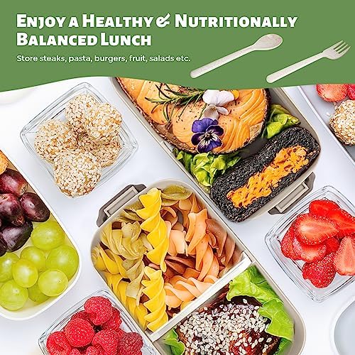 2700 ml bento-box met 3 verdiepingen, inclusief vork en lepel, 4-in-1-lunchbox – voorraadbak, opbergbox voor mannen, vrouwen en studenten, magnetron- en vaatwasmachinebestendig