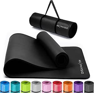 Antislip & gewatteerde yogamat – yogamat met draagriem, fitnessmat, sportmat, 8 mm dik, gymnastiekmat, pilatesmat, fitnessmat