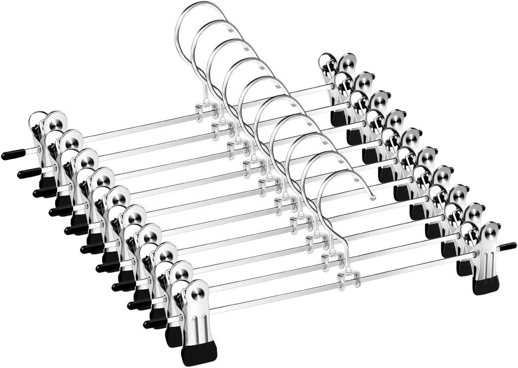 Set van 10 metalen broekhangers, rokhangers met 360° draaibare haken, hangers voor broeken, sokken en rokken