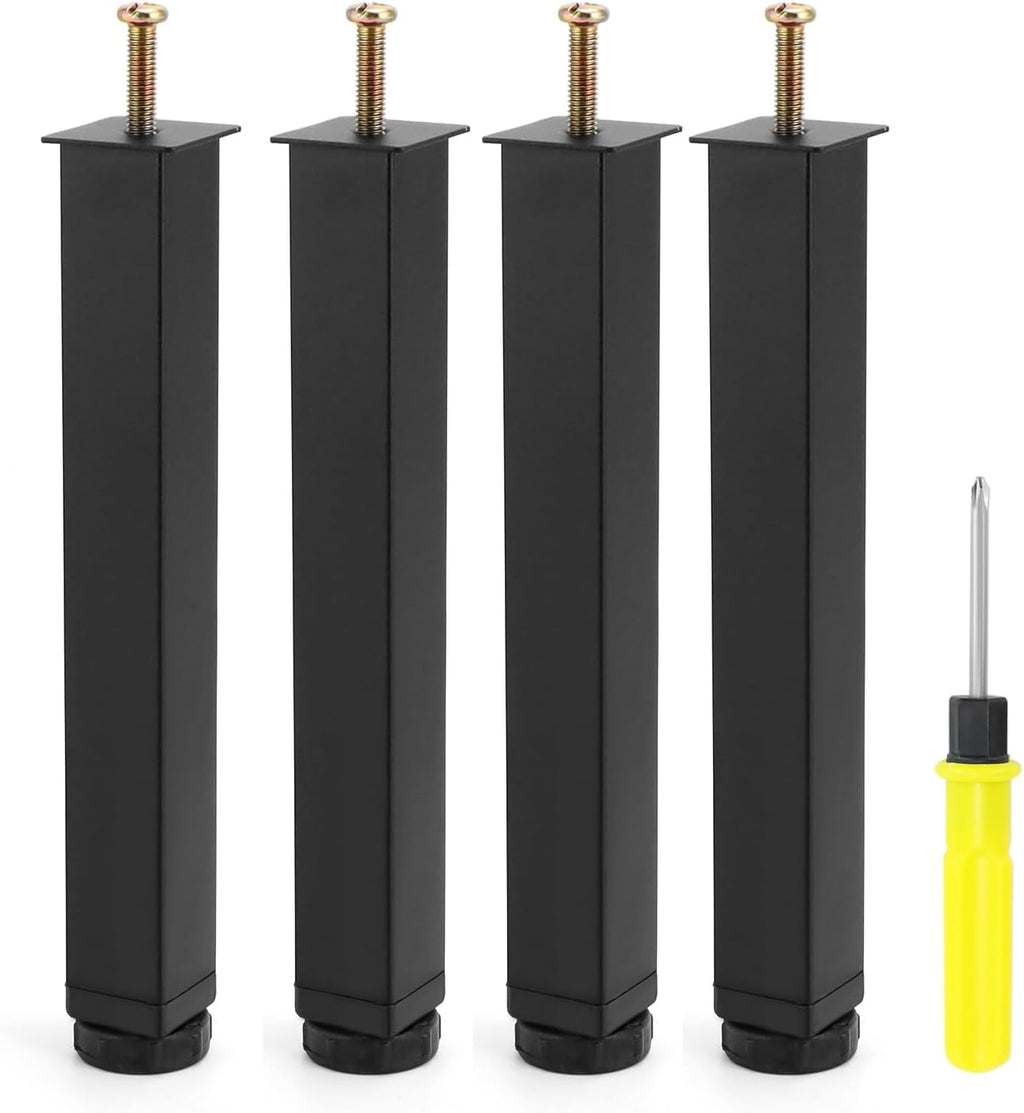 4 stuks meubelpoten, verstelbaar, steunpoten voor meubels, vierkante stalen bedpoten, zwart