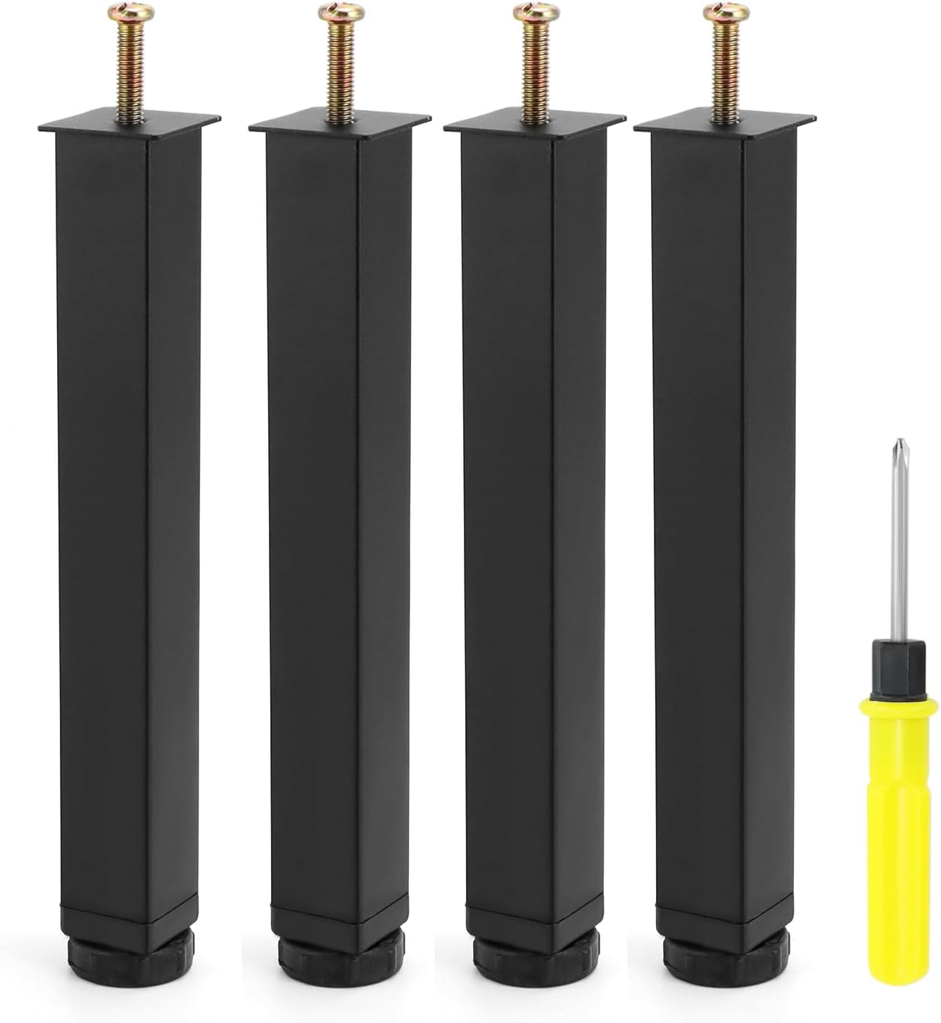4 stuks meubelpoten, verstelbaar, steunpoten voor meubels, vierkante stalen bedpoten, zwart