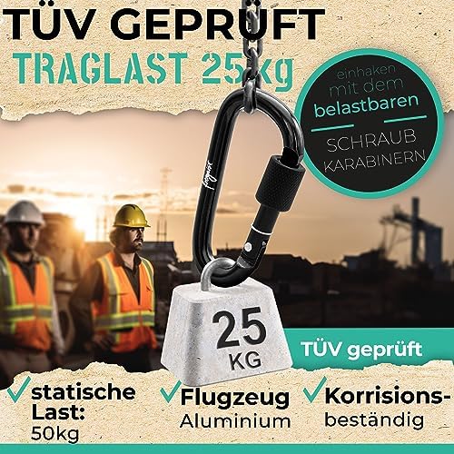 Karabijnhaken, klein pakket van 10 stuks, karabijnhaak-sleutelhanger, karabijnhaak met schroefsluiting + stopper, kleurrijke karabijnhaak-sleutelhangers, 7,5 cm grote karabijnhaak