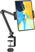 Tablethouder, 360° verstelbare houder met flexibele dubbele scharnierarm, in hoogte verstelbare standaard, compatibel met iPad, Galaxy Tab, Kindle en alle apparaten f