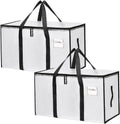 Set van 2 doorzichtige opbergzakken voor kleding, waterafstotende, verstevigde opbergzakken, opvouwbare opbergboxen van 91 l, kledingkast-organizer, verhuiszakken voor beddengoed, C