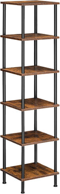 EBF55CJ01 Boekenkast met 6 planken, smalle hoekkast, staande kast, kast in industriële stijl, opbergkast, kantoorkast, open kasten voor de woonkamer, Be