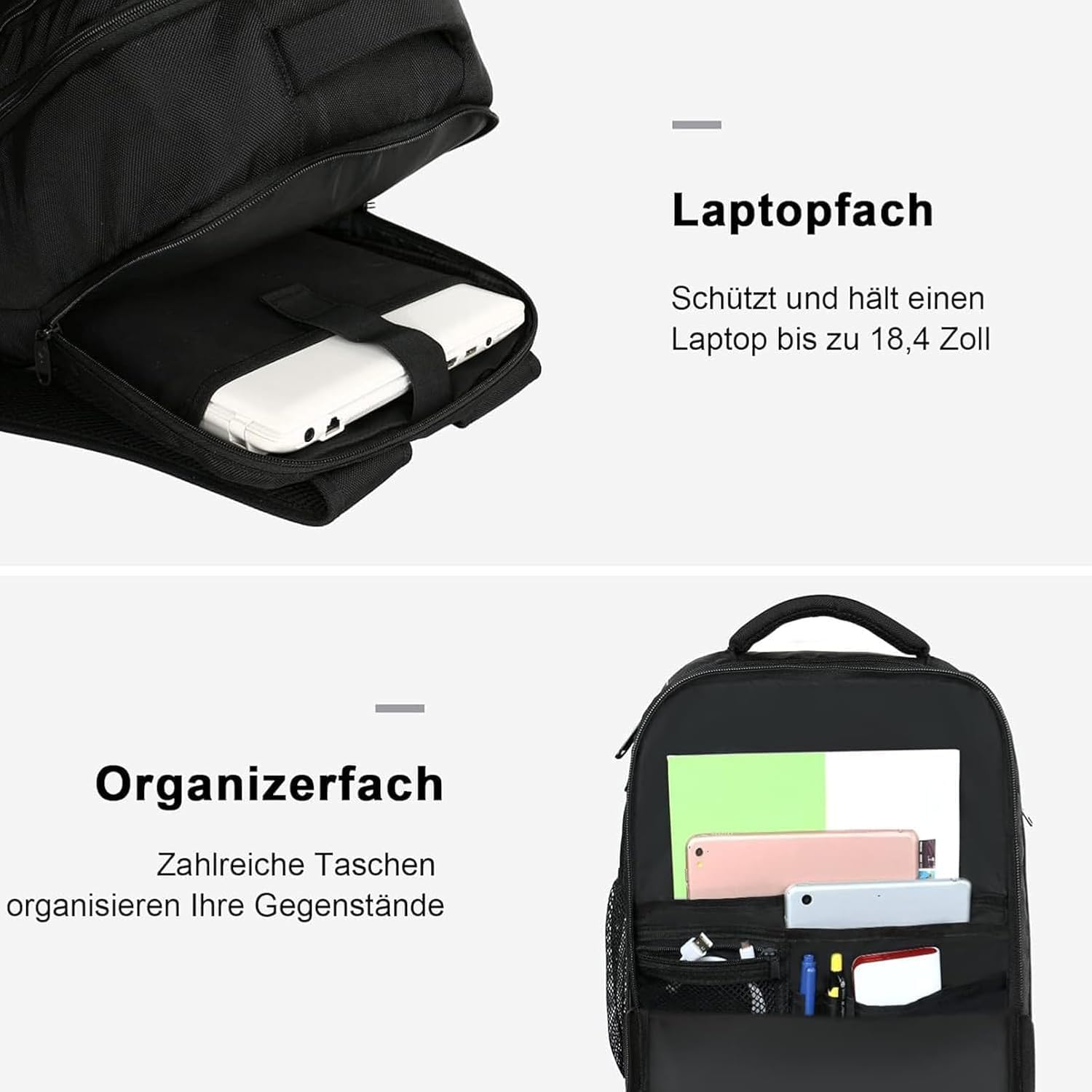 Handbagage Reisrugzak 55x35x20 cm – Laptopvak, Schoenenvak & Anti-diefstal