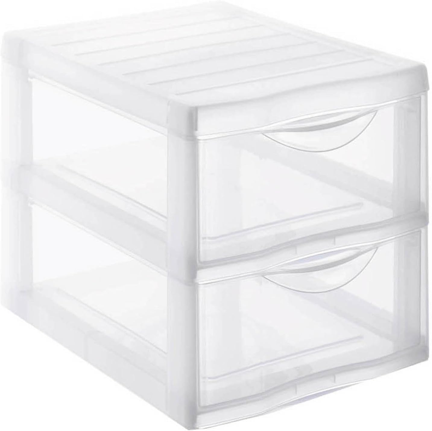 Orgamix kunststof ladekast, 2 doorzichtige lades voor A4-papier, hoogte 25,5 cm, stapelbaar, ideaal voor op het bureau, in de klas, voor documenten en accessoires
