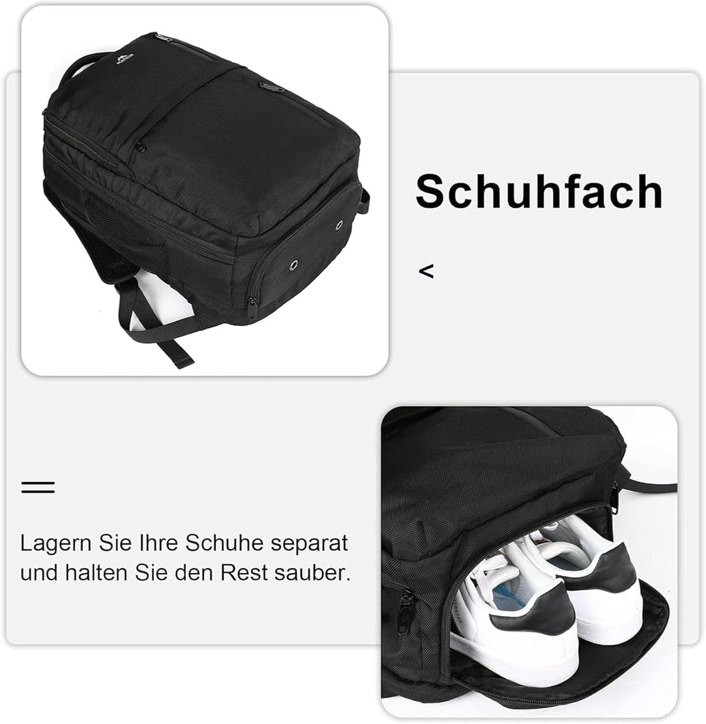 Handbagage Reisrugzak 55x35x20 cm – Laptopvak, Schoenenvak & Anti-diefstal