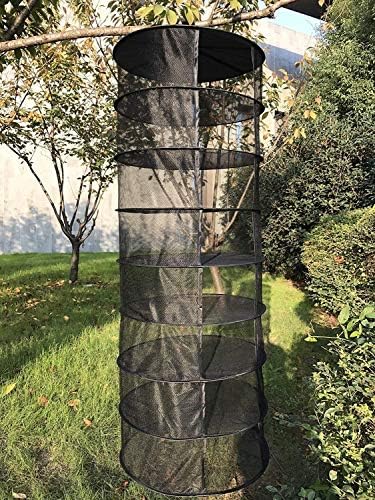 Kruidendroognet, 8-laags plantennet, droogrek voor kruiden, 2 ft hangend plantendroognet, zwart (H 160 x D 60 cm)