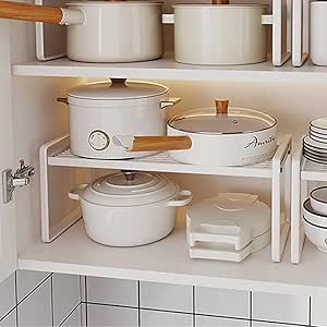 Keukenkast-organizer, inlegrek met antislipmat, keukenkast-inleg, voor keuken/badkamer/tafelblad/dressoir. (Wit)