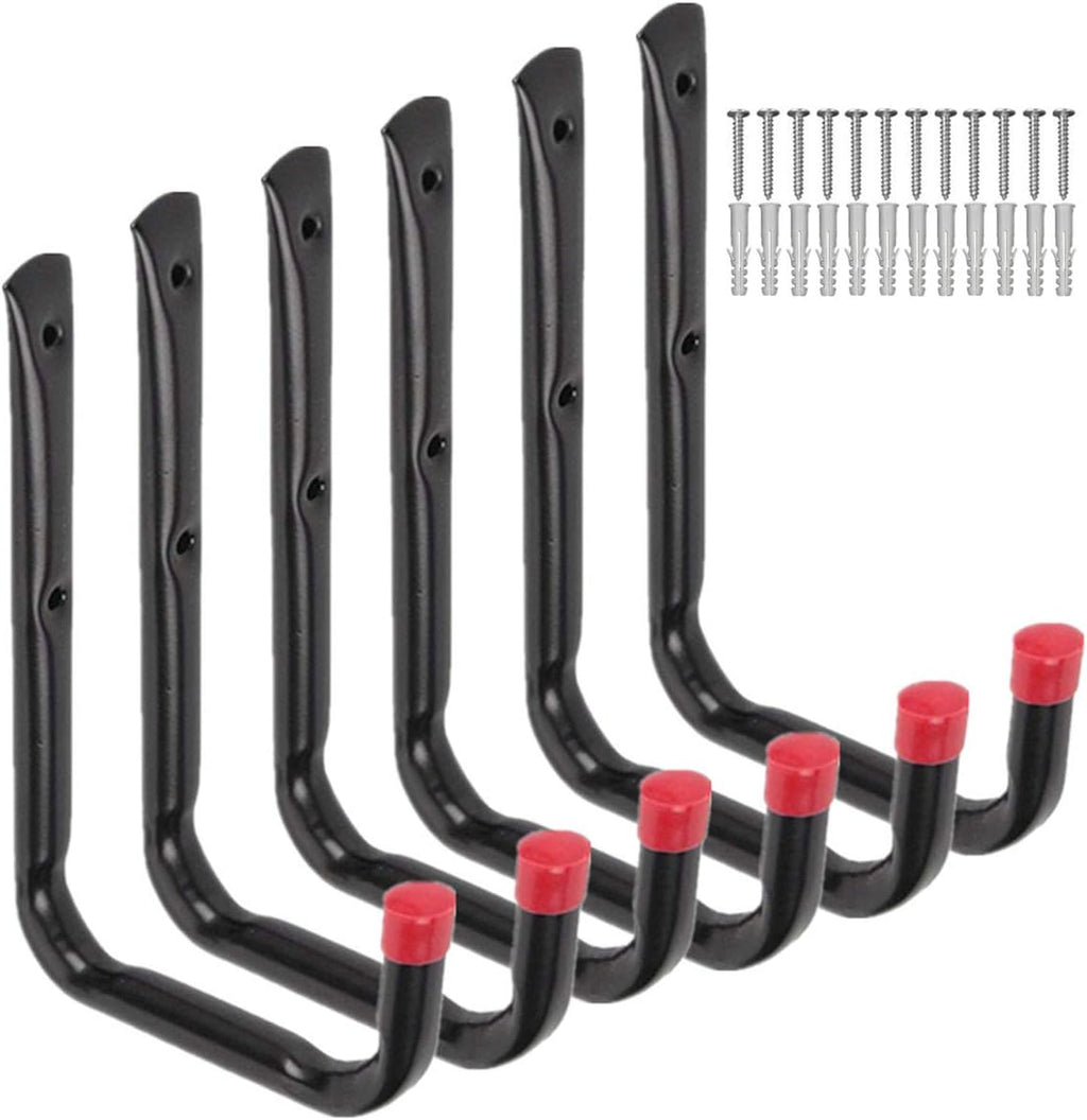 Krachtige garagehaken, 17 cm muurhaken voor het opbergen van tuingereedschap, fietsen, ladders, stoelen, tuinslangen, binnen en buiten (20,5 cm x 13,7 cm)