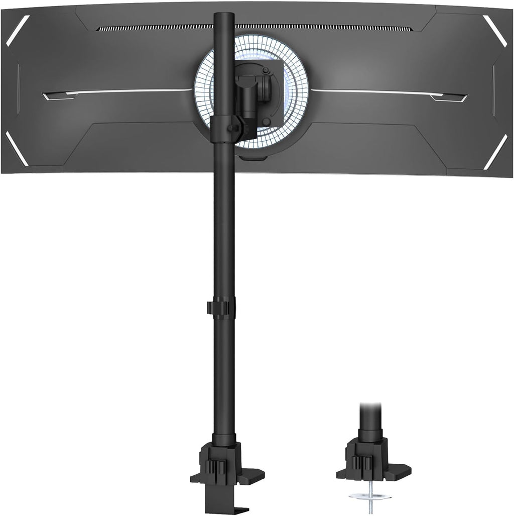 Monitorbeugel, 1 monitor, 24–57 inch, extra hoog, in hoogte verstelbaar, beeldschermbeugel, monitorstandaard, draagvermogen tot 27 kg, zwart