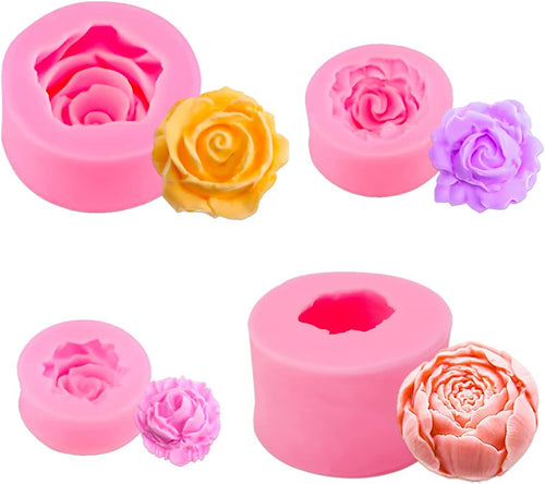 4-delige 3D-siliconen bloemenvorm, siliconen bloemenvormen voor zeep, fondant, kaarsen, snoep, chocolade, taartdecoratie