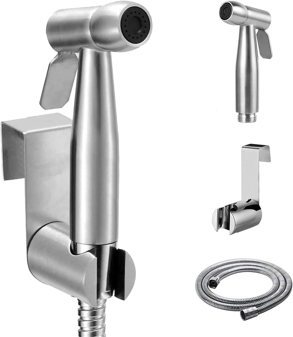 Roestvrijstalen handdouche, toilet, badkamer, bidet voor bidetkranen, toilet met 1,5 m slang en houder, douchekop, babydouche, dierenbad, water