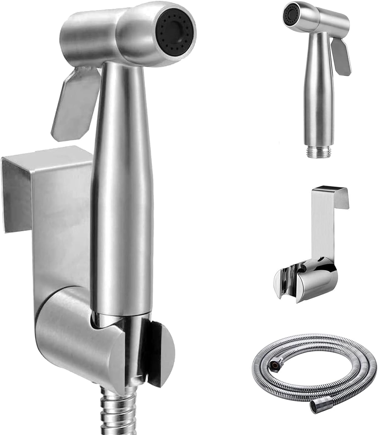Roestvrijstalen handdouche, toilet, badkamer, bidet voor bidetkranen, toilet met 1,5 m slang en houder, douchekop, babydouche, dierenbad, water