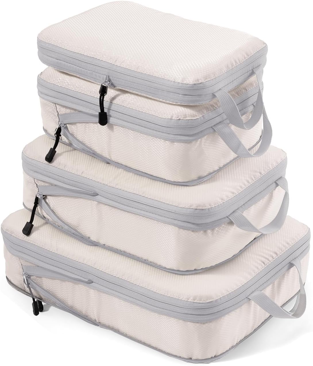 4-delige set compressiepakkubussen – Compressiepakkubussen – Waterdichte kofferorganizer met ritssluiting (XL, L, 2 x M) – Ruimtebesparend voor handbagage