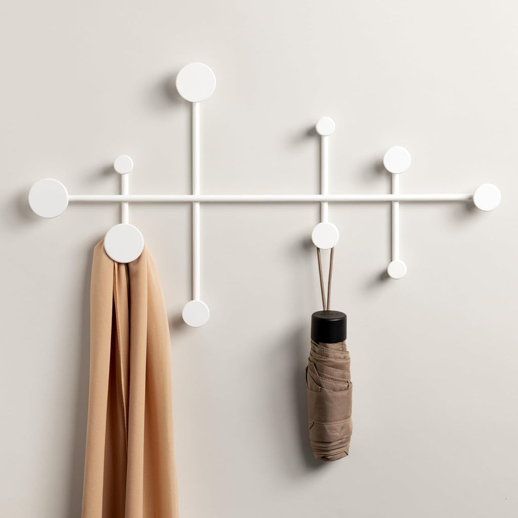 Wandkapstok, minimalistisch design uit Berlijn, moderne metalen kapstok voor aan de muur, wit