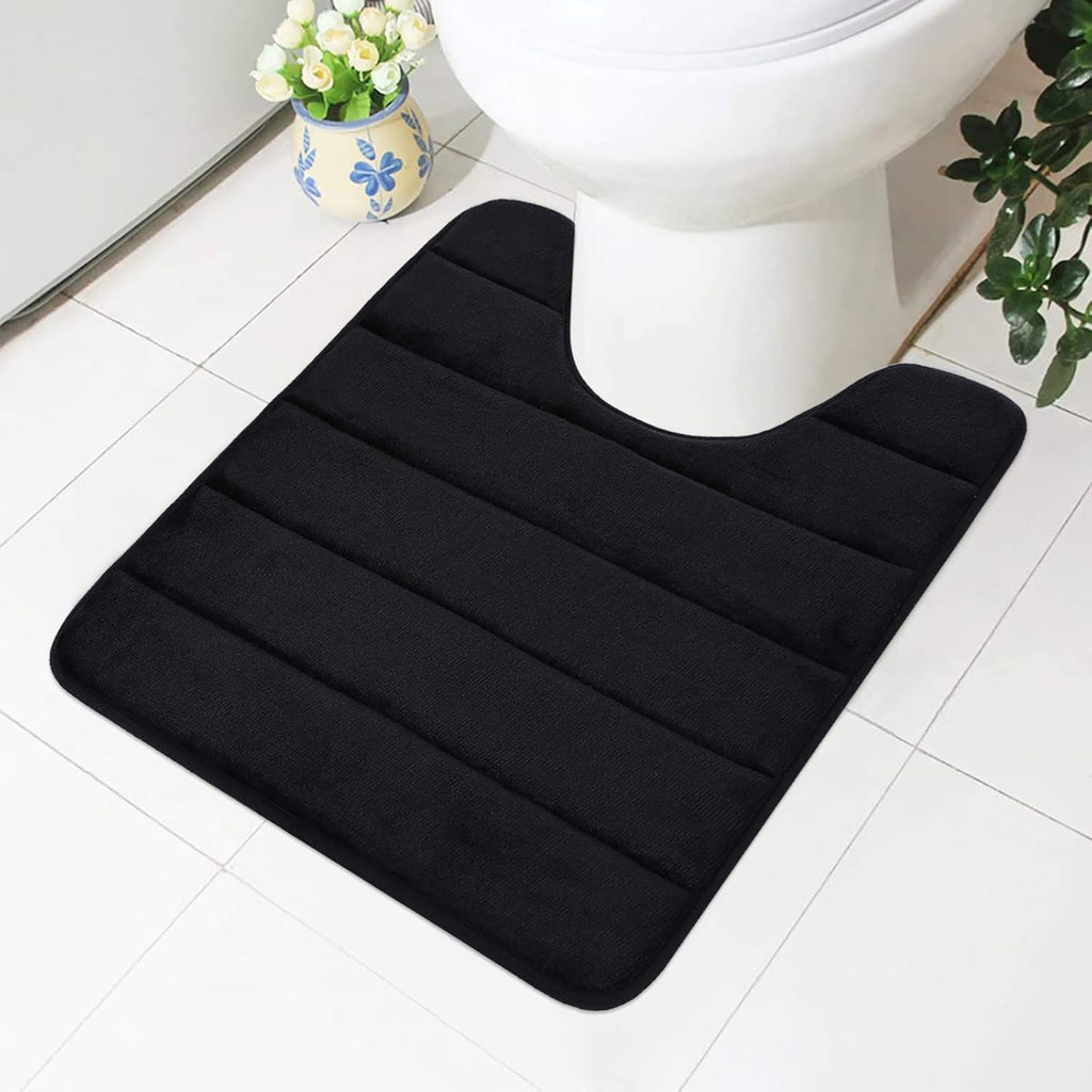 Antislip badmatten van traagschuim, zachte, waterabsorberende toilet-/badkamermatten, wasbaar, zwart, 50 x 60 cm