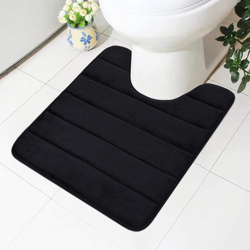 Antislip badmatten van traagschuim, zachte, waterabsorberende toilet-/badkamermatten, wasbaar, zwart, 50 x 60 cm