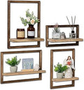 Houten wandplank, wanddecoratie voor de woonkamer: set van 4 planken, wandplanken, wandplankjes – rustieke wanddecoratie voor de slaapkamer (bruin)