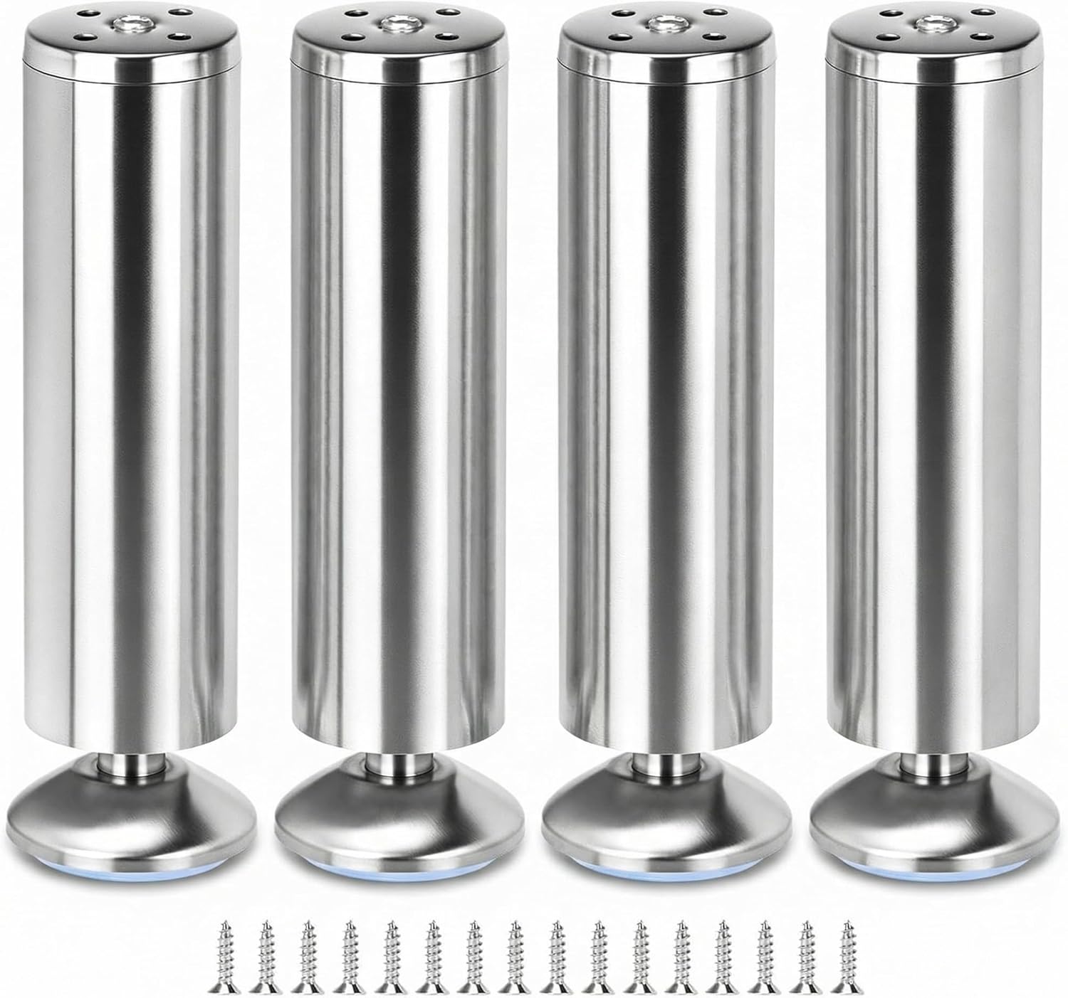 4 stuks verstelbare meubelpoten van roestvrij staal 20 cm, 10 mm verstelbaar, draagvermogen 200 kg, voor bank, bed, tafel, kast
