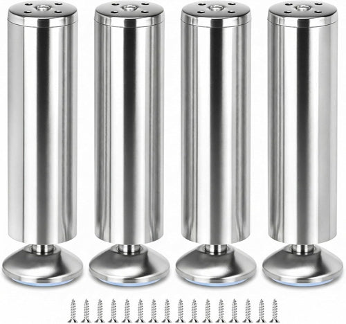 4 stuks verstelbare meubelpoten van roestvrij staal 20 cm, 10 mm verstelbaar, draagvermogen 200 kg, voor bank, bed, tafel, kast
