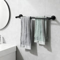 Uitschuifbare handdoekhouder, 43–72 cm, roestvrij staal 304, dubbele stangen, zwart, voor badkamer/keuken/hotel