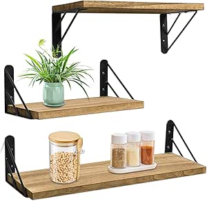 Houten wandplank, set van 3 wandplanken, planken 29/36/42 cm, zwevende houten plank, maximale belasting 40 lbs, voor woonkamer, slaapkamer, badkamer