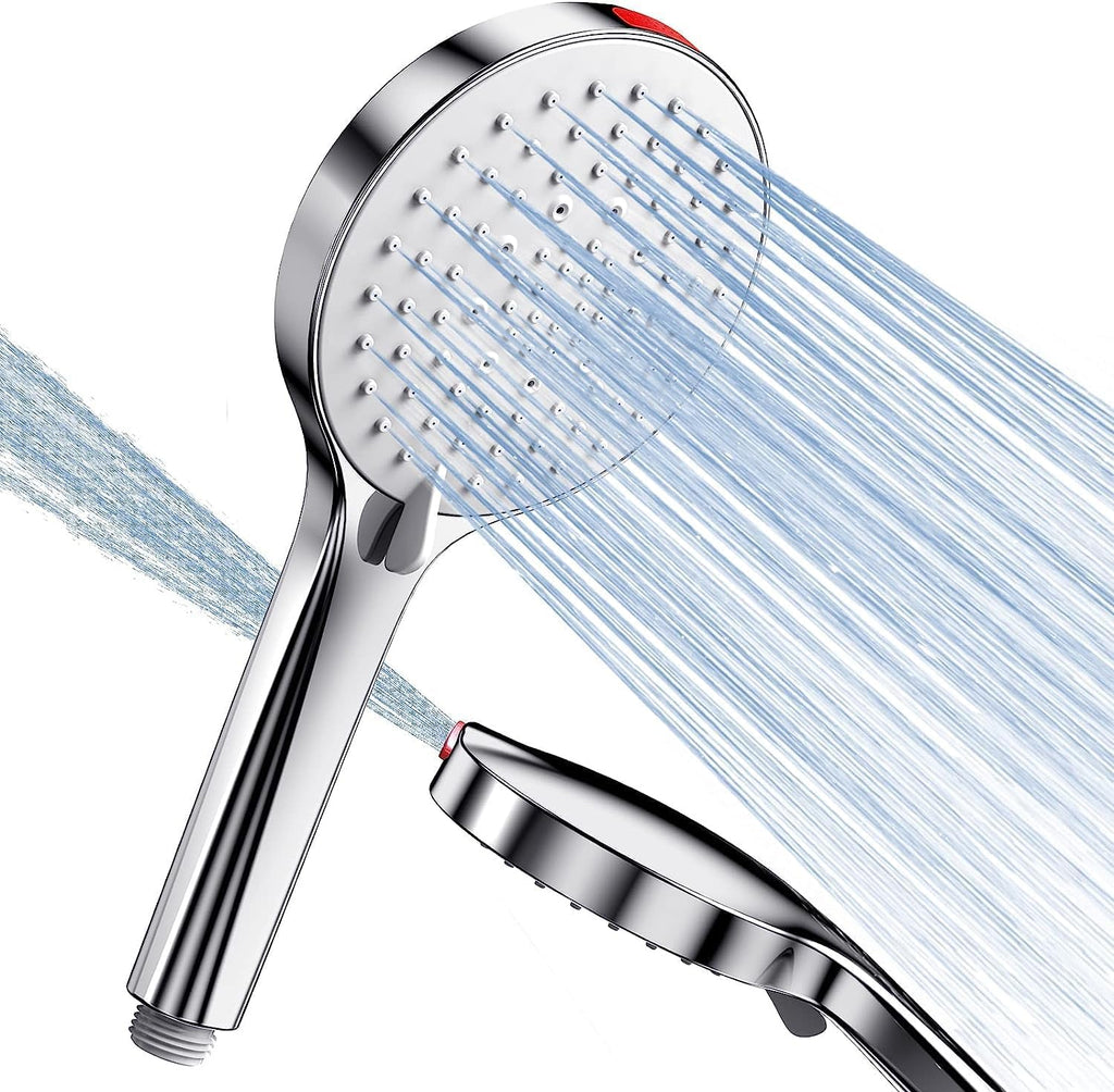 Waterbesparende douchekop 9 l/min Waterbesparende douchekop Hogedruk-douchekoppen 125 mm 5 straalsoorten Handdouche met Power-Wash-functie voor het reinigen van badkuipen,