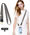 Universele mobiele telefoonband, verstelbare nylon draagriem voor mobiele telefoons, afneembare mobiele telefoonbanden voor dames en heren, met patches voor iPhone,