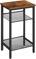 Bijzettafel, telefoontafel, vintage salontafel met 2 verstelbare roosterplanken, kleine salontafel, hoog en smal, eenvoudig te monteren tafel voor de woonkamer