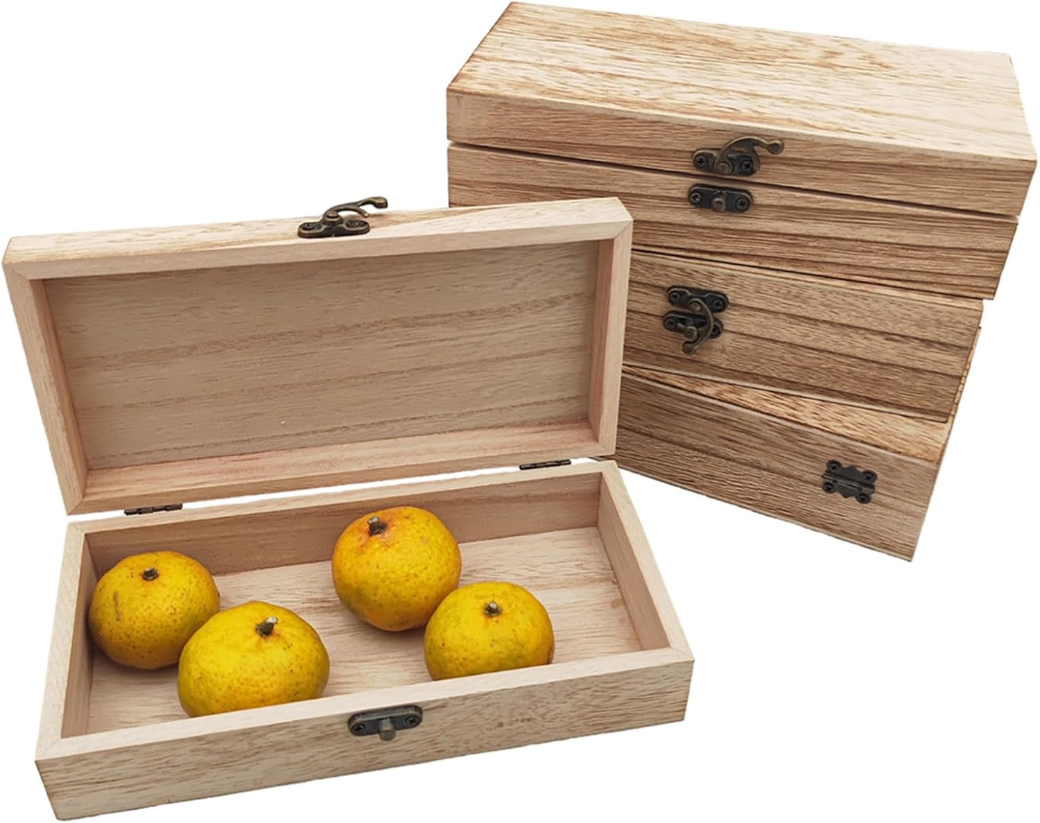 Onbehandelde houten kistjes, rustieke kleine houten kistjes met slot, DIY-opbergdoosjes, opbergdoosjes voor thuis, tafeldecoratie (20 x 1