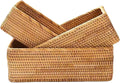 Rieten opbergmand, natuurlijk gevlochten opbergbox, decoratieve gevlochten mand voor keuken, badkamer (rechthoekig, 3 stuks)