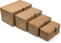 Mand met deksel, zeegras opbergmand, gevlochten opbergmanden, decoratieve opbergmanden voor het organiseren van planken, natuur
