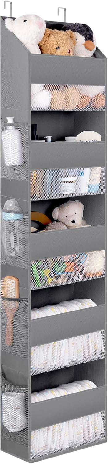 Deurhanger met 5 vakken, 1-pack Hangende opbergorganizer, grijze deurplank om op te hangen, deurorganizer, hangende organizer voor de badkamer