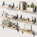 6 stuks wandplanken van hout en metaal, wandplanken voor opslag, planken voor aan de muur, maximale belasting 40 lbs, voor woonkamer, slaapkamer, kantoor